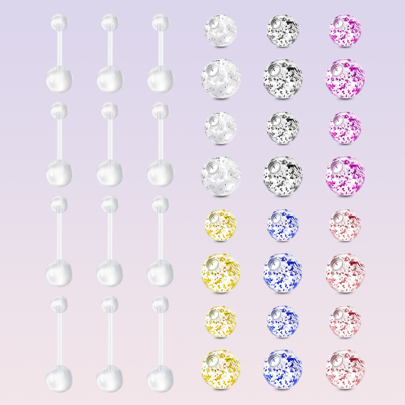 Body Piercing Quality Jewelry - 12pcs of acrylic navel piercings, high-quality
