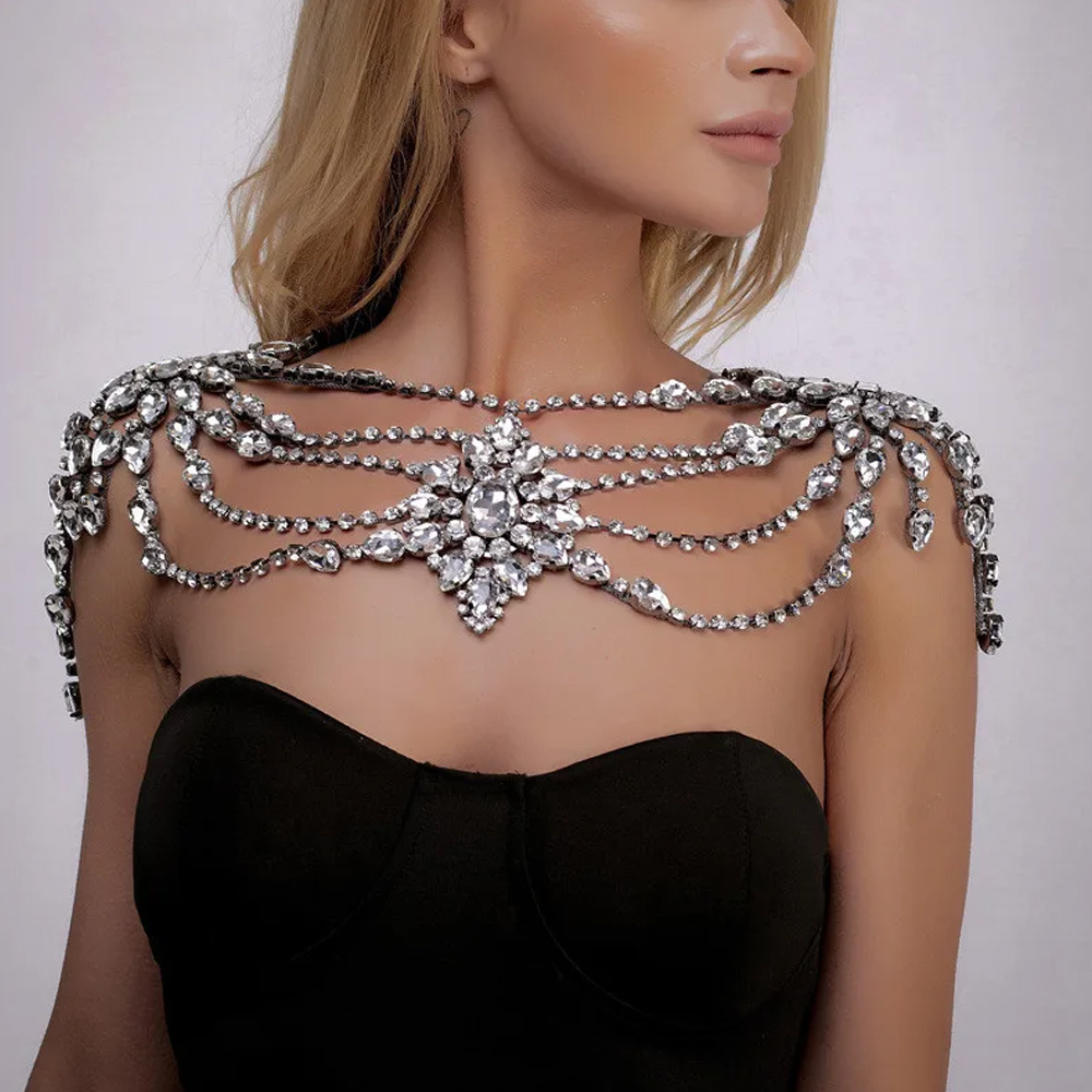 Boho Crystal Bridal Shoulder C - Body Jewelry Dress ulasan dan harga