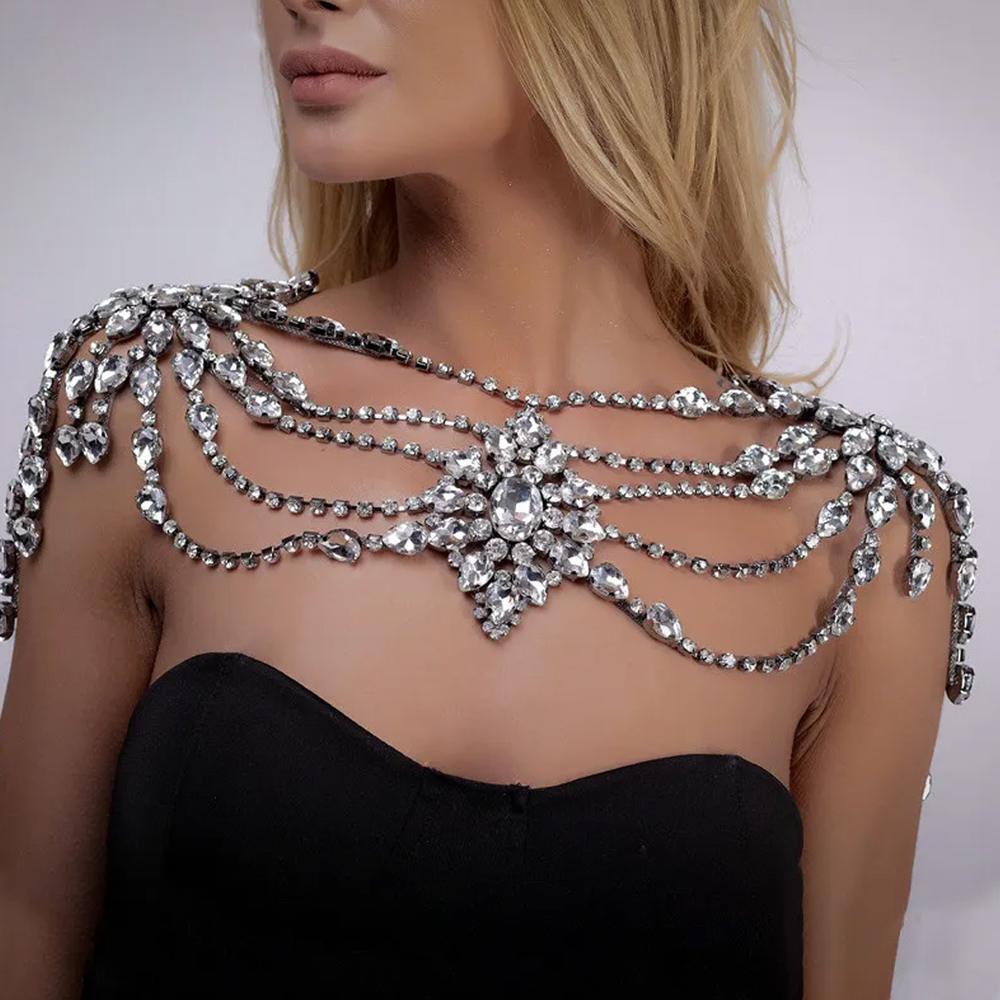 Boho Crystal Bridal Shoulder C - Body Jewelry Dress ulasan dan harga