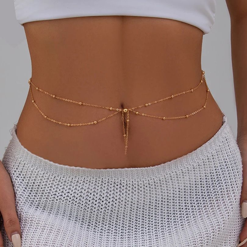 KunJoe Multilayer Gold Color T - Body Jewelry Dress ulasan dan harga