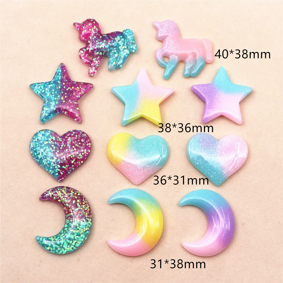 10pcs Adorable Resin Glitter F - Star Flat Back ulasan dan harga